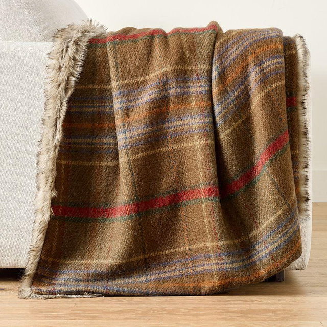 Woodrow Plaid Throw, Brown, Multi, 50" x 60"