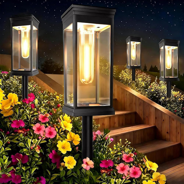 Yorezcop 8 Pack Solar Pathway Lights Outdoor,IP65 Waterproof - Bright Solar Lights Outdoor,Auto On/Off Pathway Lights Solar Powered,Solar Path Lights for Walkway Driveway Garden