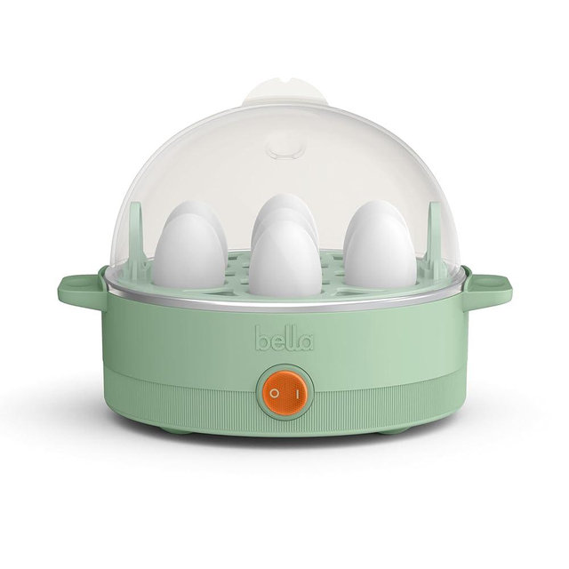 bella Electric Egg Cooker, 7 Eggs Capacity Tray, Single Stack, for Poached, Scrambled, Hard, Medium & Soft Boiled Eggs, Omelets and Steamed Dumplings, Auto Shutoff, 360 Watt, Seaglass
