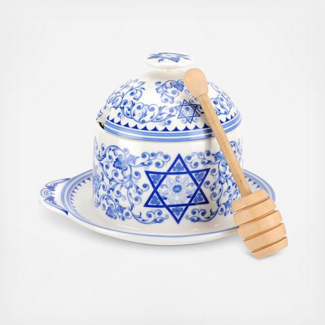 Judaica Honey Pot With Drizzler