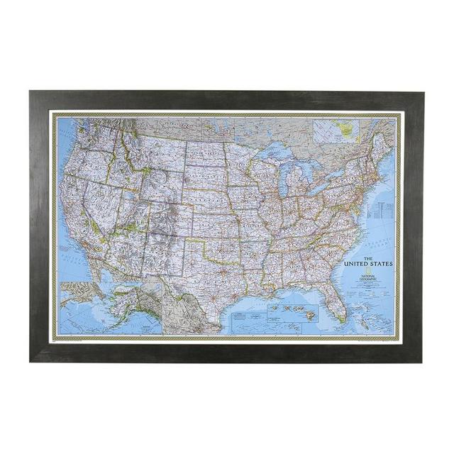 Push Pin Travel Maps - Classic US - Rustic Black Framed Pin Map for Tracking Your Travels - 27.5" x 39.5" - 8 Handcrafted Frame Options - Made in USA - Ideal for Any Traveler