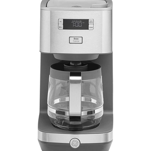 GE Drip Coffee Maker with 12-Cup Glass Carafe, Stainless Steel