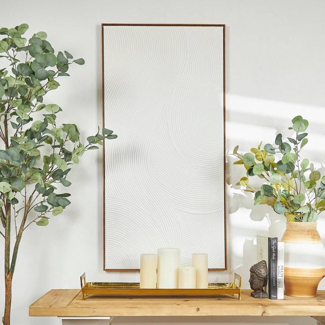 47" x 24" Canvas Geometric Deco Inspired Line Framed Wall Art with Gold Frame White - Olivia & May