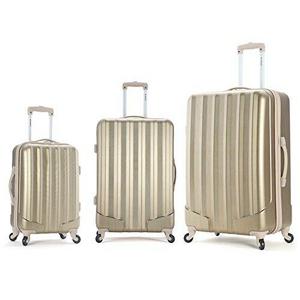 Fox Luggage - Rockland Luggage 3 Piece Metallic Upright Set, Bronze, Medium