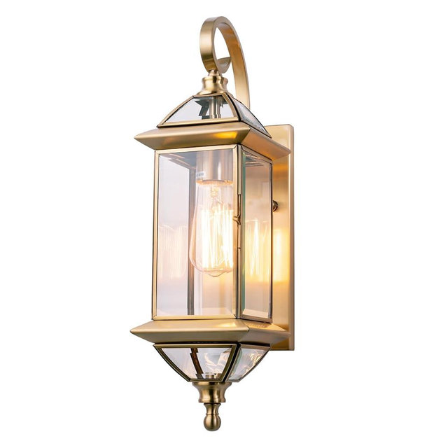 GAZELIGHTING Copper Outdoor Lights Wall Mount 18.5" H Porch Light Oil Rubbed Brass Exterior Light Fixture with Clear Glass,Outside Lighting for Patio, Garage, Frontdoor 1 Pack,Bulb Not Included
