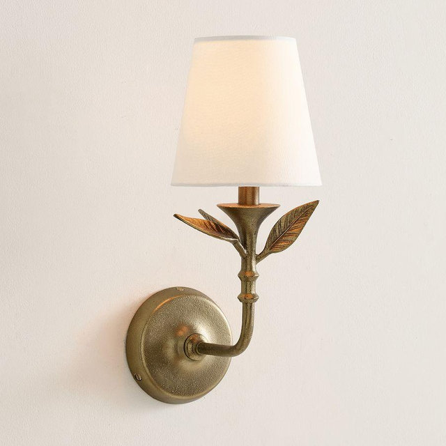Botanical Forged Iron 12" Sconce, Antique Brass