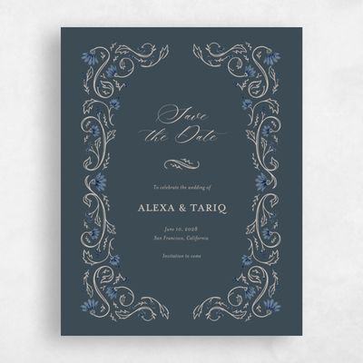Teal, Blue Wedding Save the Date - Sabriel Portrait