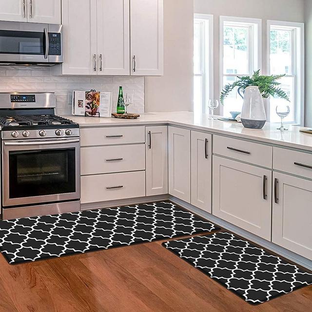 KMAT Kitchen Mat [2 PCS] Cushioned Anti-Fatigue Kitchen Rug, Waterproof Non-Slip Kitchen Mats and Rugs Heavy Duty PVC Ergonomic Comfort Standing Foam Mat for Kitchen, Floor Home, Office, Sink, Laundry
