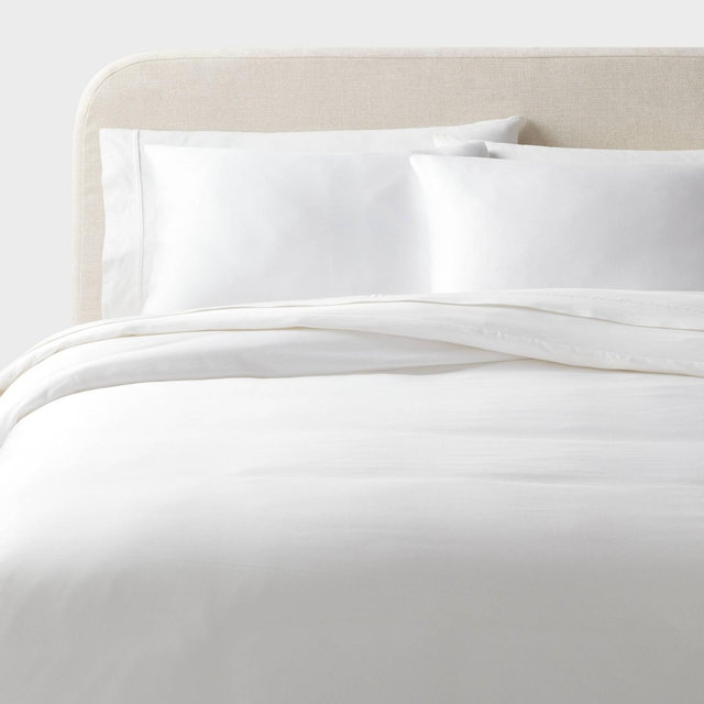 Full/Queen Luxe Lyocell Duvet Cover and Sham Set White - Threshold™