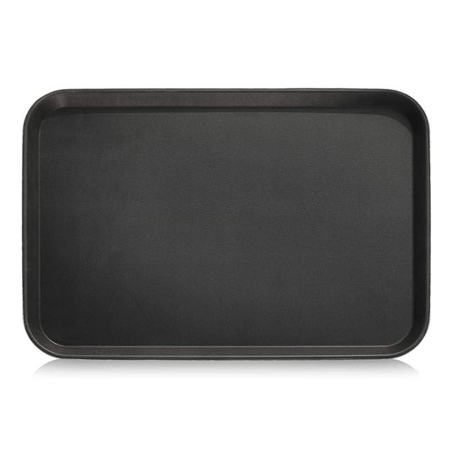 New Star Foodservice 25392 Restaurant Grade Non-Slip Tray, Plastic, Rubber Lined, Rectangular, 18" x 26" Inch (Large), Black