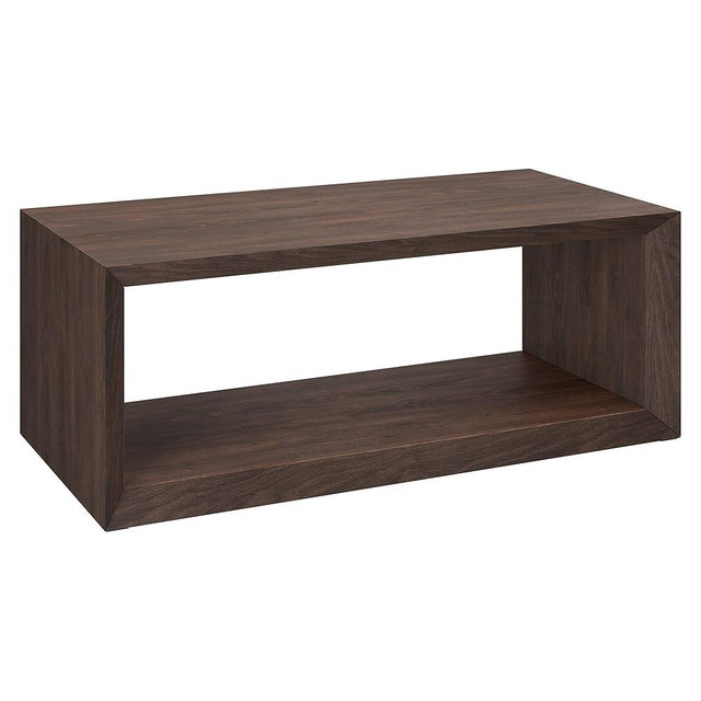 Henn&Hart 48" Rectangular Coffee Table with Open Storage Shelf for Living Room, Family Room, or Office, Rich Brown