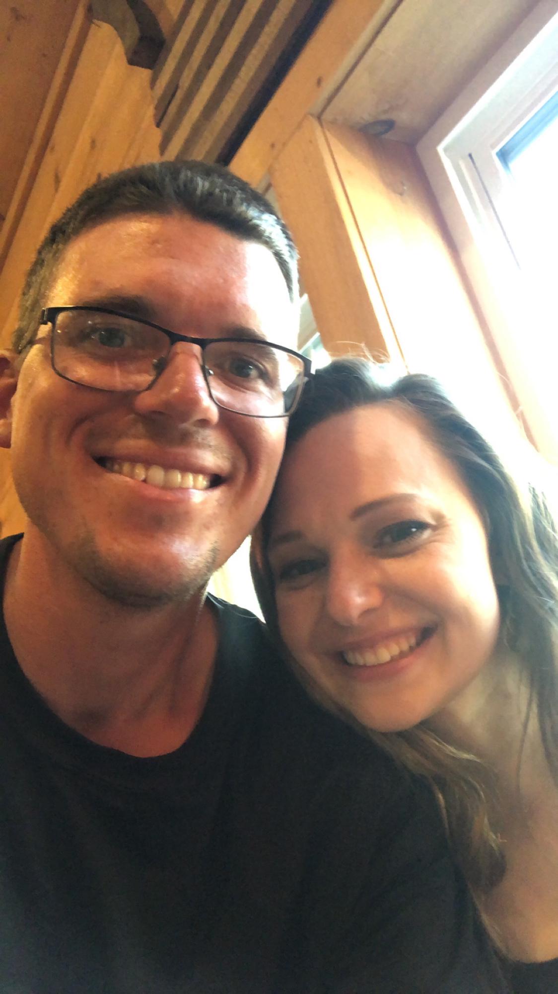 Our very first picture together— a Snapchat selfie at Black Forest