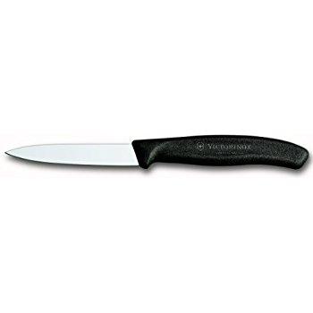 Victorinox 3.25 Inch Paring Knife with Straight Edge, Spear Point, Large Handle, Black