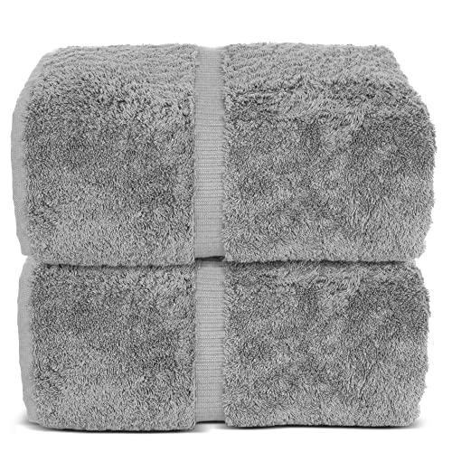 Indulge Linen 100% Cotton Premium Turkish Highly Absorbent Towels - 35 x 70 inches (Gray, Set of 2)