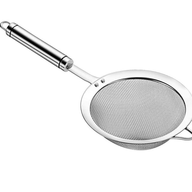 Adjaso 5.5inch 304 Stainless Steel Fine Mesh Strainer for Kitchen, Colander-Skimmer with Handle, Metal Sieves Sifters