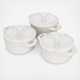 Rustic Mini Round Cocotte, Set of 3