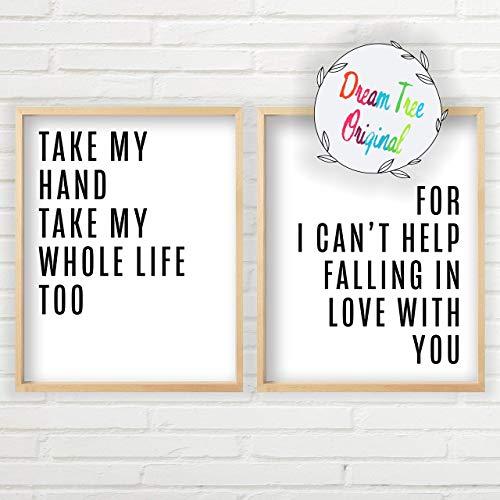 Take My Hand Take My Whole Life Too Sign (2 Unframed 11x14 inch Prints, Great Gift, Love Wall Decor, Typography Wall Art, Minimalist Prints, Take My Hand Take My Whole Life Too Wall Art)