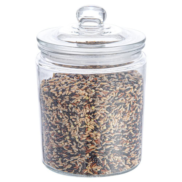 Restaurantware Vetri 0.5 Gallon Glass Storage Jar 1 Dishwashable Glass Cookie Jar - Airtight Seal Wide Opening Clear Glass Candy Jar Knob Handle Lid For Kitchen Laundry Or Storage