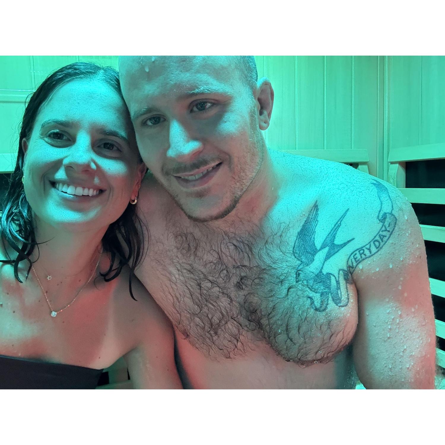 Sauna/cold plunge spa for post track work out recovery, August 2025