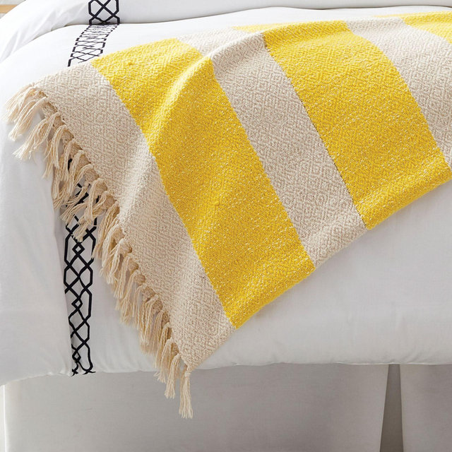 One Kings Lane Open House™ Textured Throw Blanket in Yellow