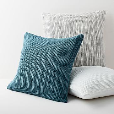 Mineral Blue Cotton Knit Pillow Cover