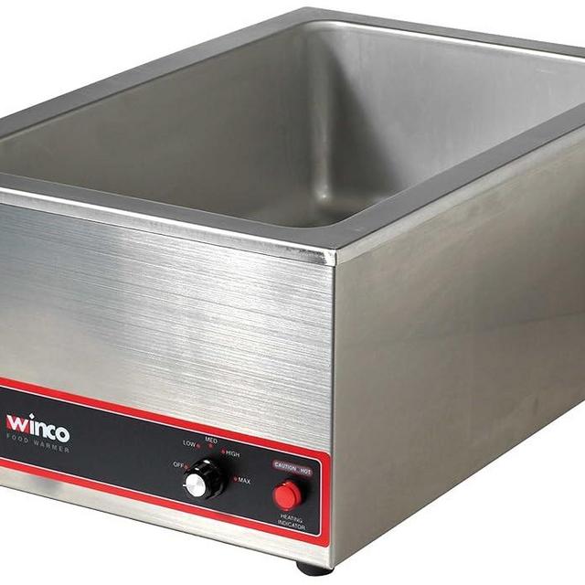 Winco FW-S500 Commercial Portable Steam Table Food Warmer 120V 1200W,Stainless Steel,Large