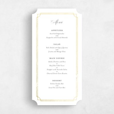 White Ticket Wedding Menu - Vernazza Foil
