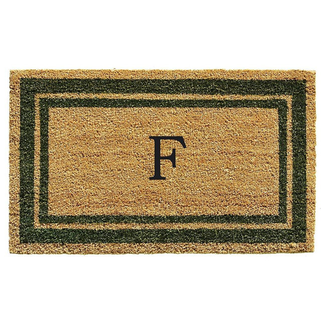 Calloway Mills 153042436F Sage Green Border 24" x 36" Monogram Doormat, (Letter F)