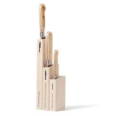 White Insieme Set of 3 Kitchen Knives With Wood Blocks