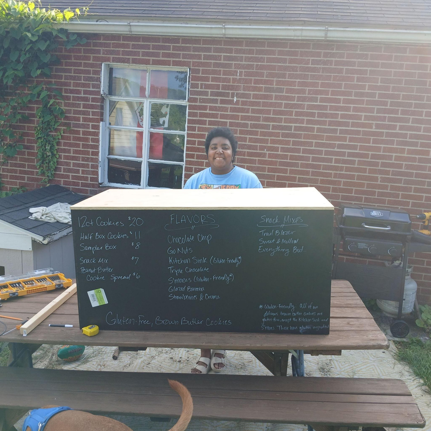 Building the Little Brick House Bakery sign