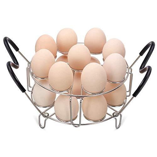 Maxracy Stackable Egg Steamer Rack Trivet 9 holes with Heat Resistant Handles for Instant Pot Accessories Stainless Steel Egg Assit fits 6qt 8qt Pressure Cooker(9 Holes Handle Set)