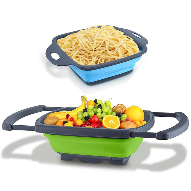 Silicone Collapsible Colander Sink Colander Collapsible Camping Versatile Collapsible Strainer Sink strainer basket over Sink Strainer
