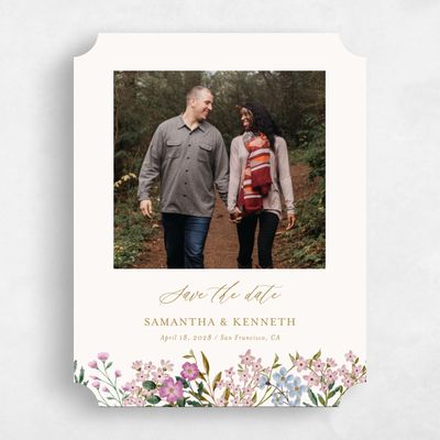 Beige Ticket Wedding Save the Date - Lombardy Photo