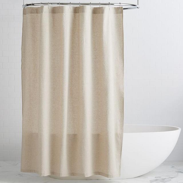 Natural Rory Textured Stripe Cotton Shower Curtain, 72x72"