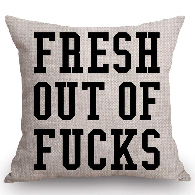 Swono Funny Quote Decorative Throw Pillow Case Fresh Out of f CKS Funny Decoration Cushion Cover Home Decor 18 x 18 Inch Cotton Linen for Sofa Couch
