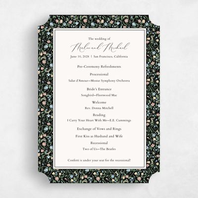 Black Ticket Wedding Program - Ariella