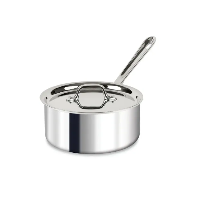 All-Clad 3qt Stainless Steel Sauce Pan with lid, 3-Ply Bonded Cookware, Silver
