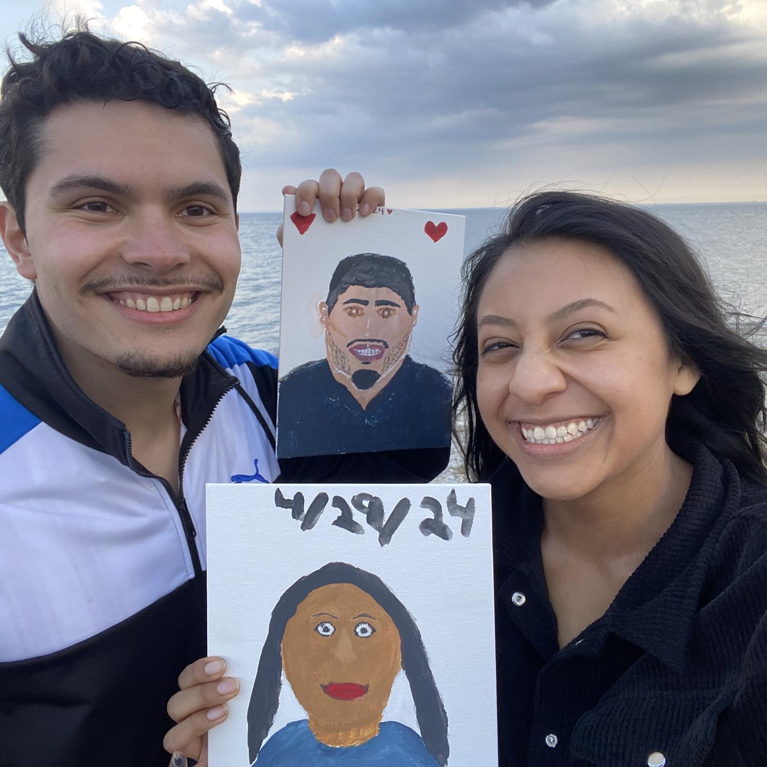 Our portraits we painted of each other at Silver Sands :D