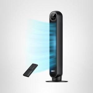 Dreo Tower Fan for Bedroom, 2026 Upgraded DC Motor, 28ft/s High Velocity, 20dB Ultra Quiet Standing Fan, 8 Speeds 4 Modes, 90° Oscillating Bladeless Fan for Indoors, Floor Fans with Remote, Black