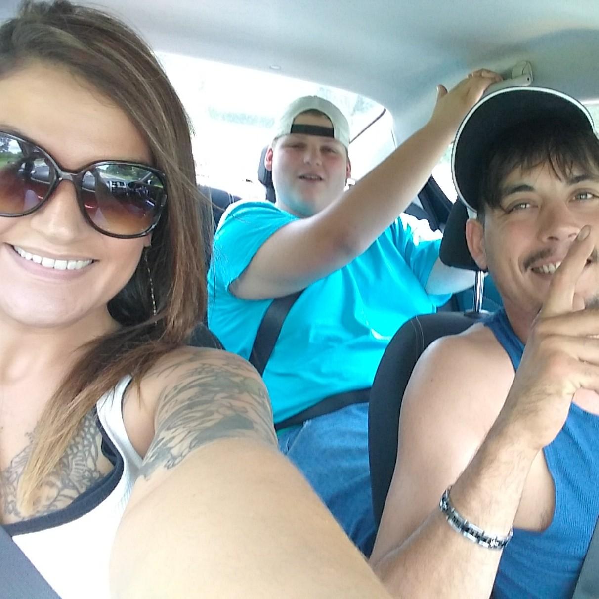 Bride, Groom, and Grooms son, Jonathan. Headed to Virginia for the Brides Fathers Birthday! 2017