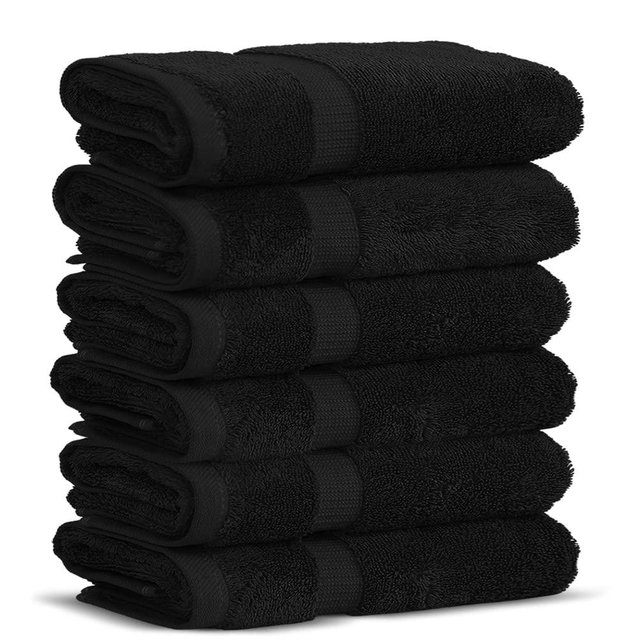 Chakir Turkish Linens 100% Cotton Premium Turkish Towels for Bathroom | 13'' x 13'' (6-Piece Washcloth, Black)