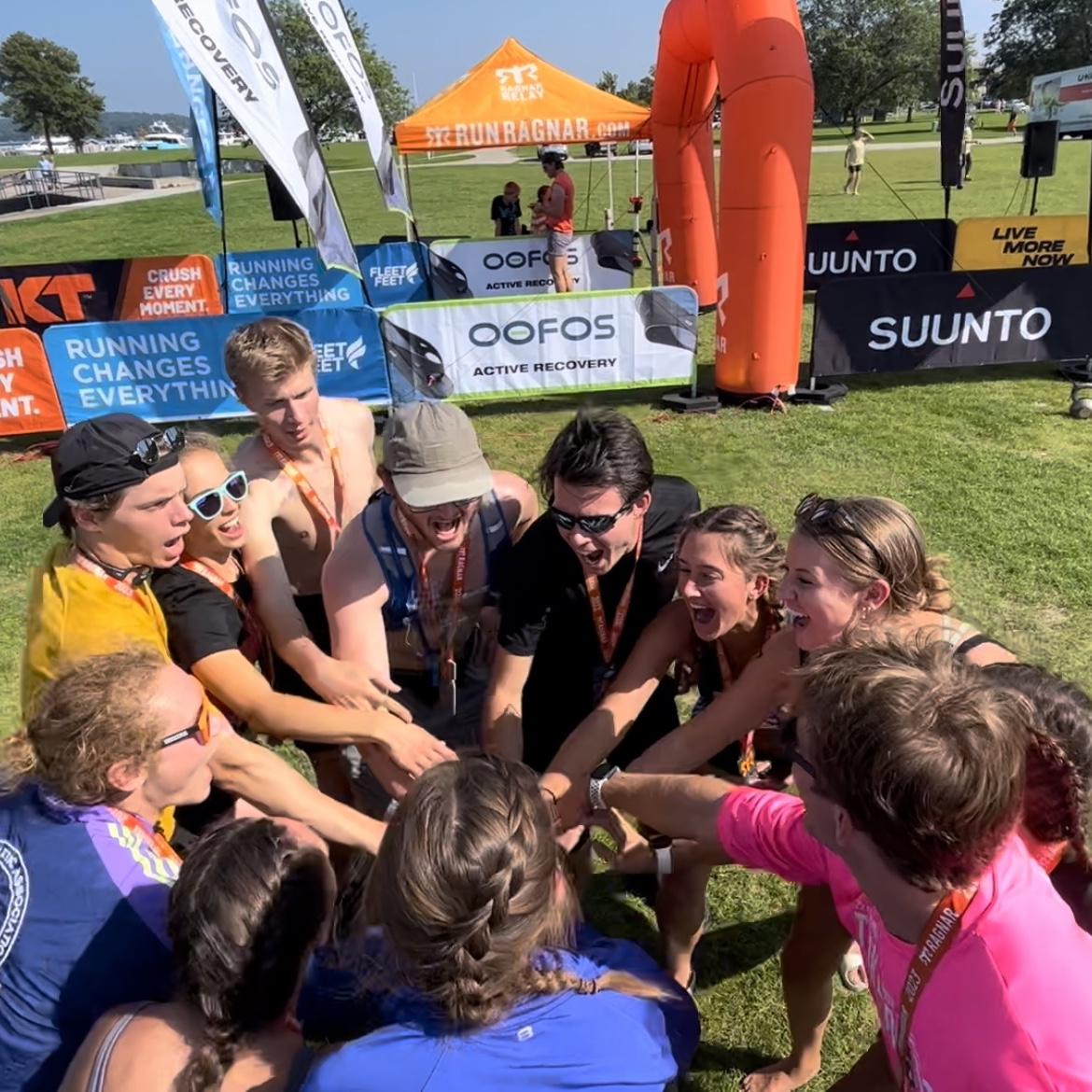 September 2023: Emily invites James to be a part of a (winning!) Ragnar team she is putting together, running an overnight relay from Muskegon to Traverse City.