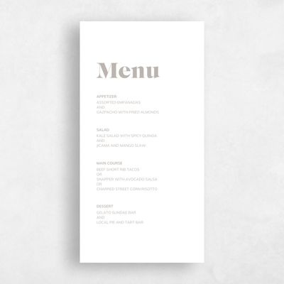 Grey Fall Wedding Menu - Everett Letterpress