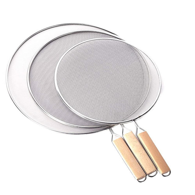 3 Pieces Grease Splatter Guard for Frying Pan, Grease Splatter Screen Mesh Stainless Steel Grease Guard Shield for Kitchen Frying Pan Cooking Supplies Set of 9.8", 11.5" and 13" inch
