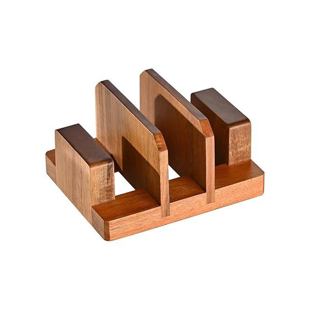 Fox Run Acacia Wood Cutting Board Holder, 3 Slot Cutting Board Organizer