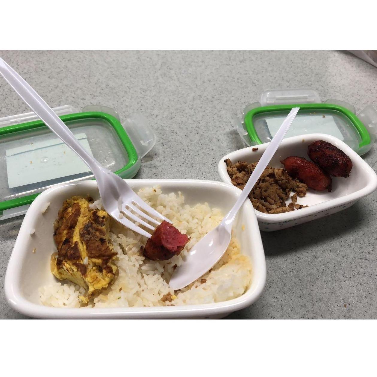 She took great effort and tutorial to prepare a meal for his night shift. Alas... still a "burnt offering."