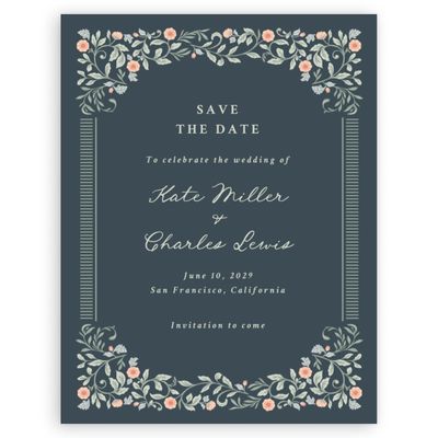 Teal, Blue Wedding Digital Save the Date - Pirouette Portrait