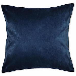 Solid Knit Velvet Square Throw Pillow in Denim