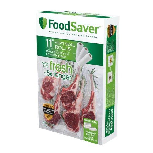 FoodSaver 11" x 16' Vacuum Seal Roll with BPA-Free Multilayer Construction for Food Preservation, 3-Pack