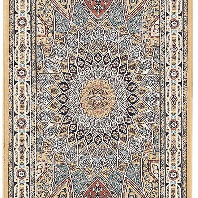 Unique Loom Narenj Collection Classic Traditional Medallion Textured Beige Runner Rug (3' x 13')